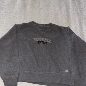 Gently Loved Russell Athletic Charcoal Crewneck Crop Sweatshirt
